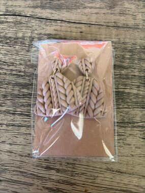 Braided  Drop Earrings in tan